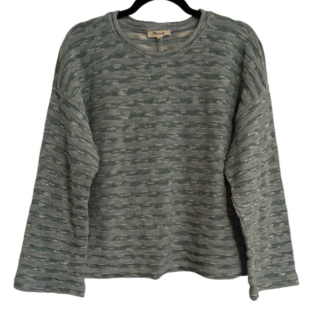 Madewell Green and Blue Striped Sweater